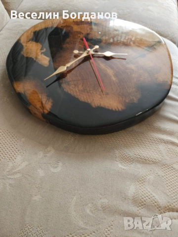 Часовник изработен от епоксидна смола и дърво , снимка 9 - Стенни часовници - 52951976