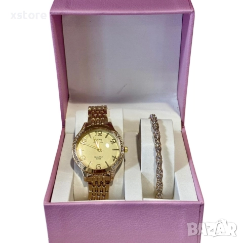 Луксозен дамски часовник с елегантна гривна – стил и изящество в една кутия, снимка 9 - Бижутерийни комплекти - 52793510