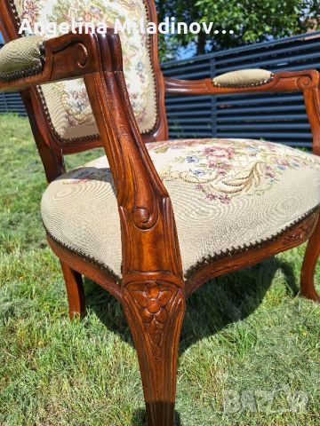 кресло Луи XV с дърворезба , снимка 8 - Дивани и мека мебел - 45932856