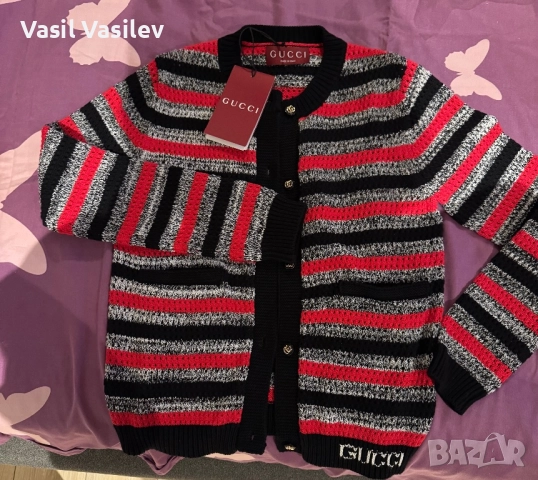Gucci Striped cardigan, Гучи жилетка, снимка 4 - Жилетки - 52553056