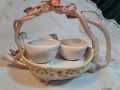 уникален порцеланов чайник гнездо с две чаши 31/3, снимка 5