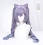 Аниме косплей лилава перука с две опашки Genshin Impact Keqing Cosplay, снимка 1