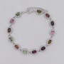 Ръчно изработена сребърна гривна с мулти турмалин, снимка 16