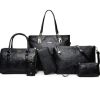 Комплект от 6 броя луксозни дамски чанти /Цвят: Черен;, снимка 1 - Чанти - 45973499