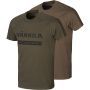 Комплект от две тениски Harkila - Logo, в цвят Willow green/Slate brown, снимка 1 - Екипировка - 45337575