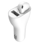 2в1 Безжична Bluetooth Слушалка + Зарядно за кола Хендсфри обаждания и USB порт за бързо зареждане, снимка 1