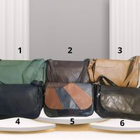 Дамска чанта с капак от естествена кожа в модерни цветовее, снимка 1 - Чанти - 45083042