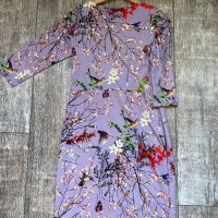 Разкошна нова еластична лилава елегантна ежедневна рокля флорален принт птици птички , снимка 3 - Рокли - 45893100