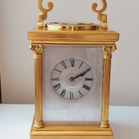 Френски бронзов каретен часовник-репетир/French Carriage Clock with Repeater/14 days, снимка 2 - Стенни часовници - 45285325
