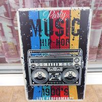 Метална табела музика касетофон 90-те hip hop парти касетки диско, снимка 1 - Други - 45456899
