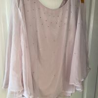 Нова нежна розова блуза туника тип перелина  с камъни цирконий , снимка 8 - Корсети, бюстиета, топове - 45682643