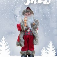 Декоративен музикален Дядо Коледа със светеща факла, на батерии. Височина: 40см. 🔔 Уникална декораци, снимка 2 - Декорация за дома - 45783505