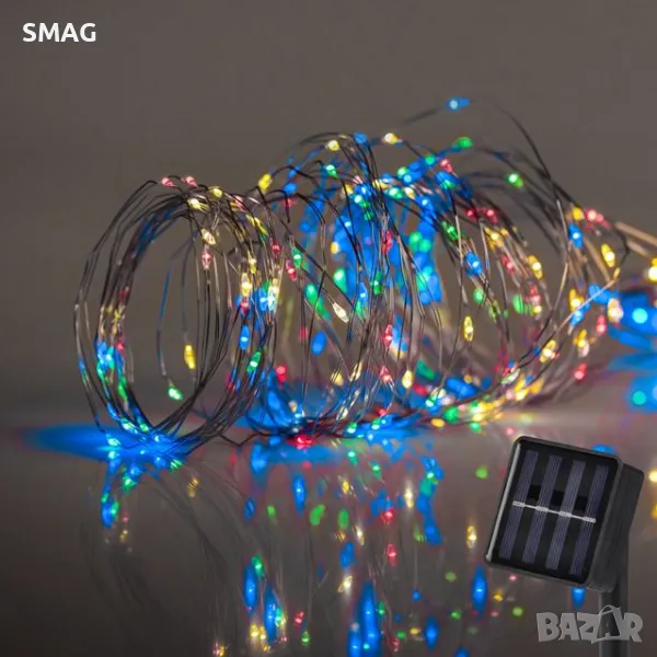 200 соларни LED медни лампи с 8 функции 19,9 м - многоцветни S_1232528, снимка 1