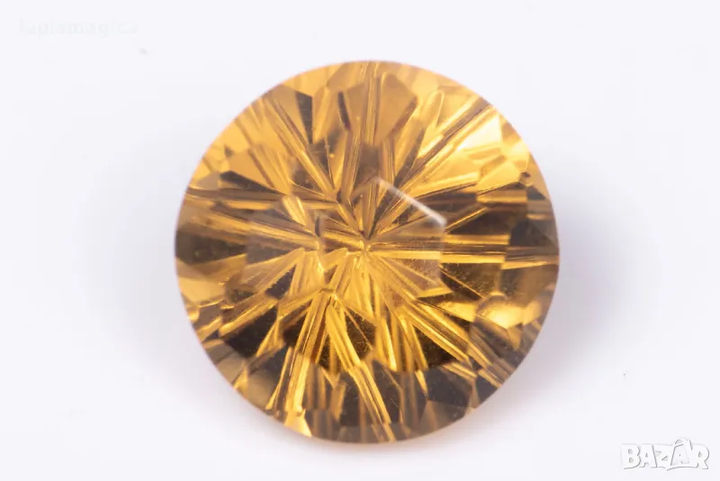 Цитрин 4.07ct VS 10mm fancy кръгла шлифовка, снимка 1