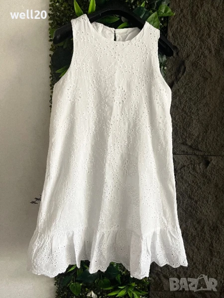 Лятна бяла рокля, рязана бродерия, снимка 1