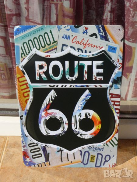 Метална табела кола Route 66 път магистрала номера Америка, снимка 1