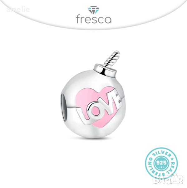 Final SALE! Разпродажба! Талисман Fresca по модел тип Pandora Пандора сребро 925 Love Bomb. , снимка 1