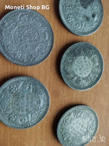 Лот от 5бр. сребърни монети Индия, снимка 1