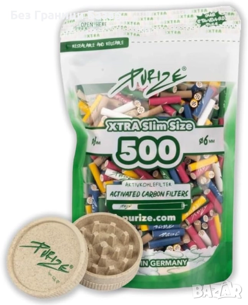 Нови 500 Slim филтри с активен въглен + био гриндер 55 мм комплект за пушене, снимка 1