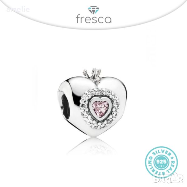 Талисман Fresca по модел тип Пандора сребро проба 925 Pandora Princess. Колекция Amélie, снимка 1