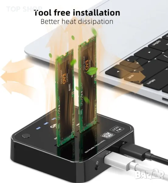 MAIWO K3016S 2 Bay m.2 SATA докинг станция, кутия за външен твърд диск Type C към SATA SSD, снимка 1