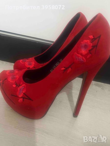 Нови червени обувки на ток размер 36, снимка 1