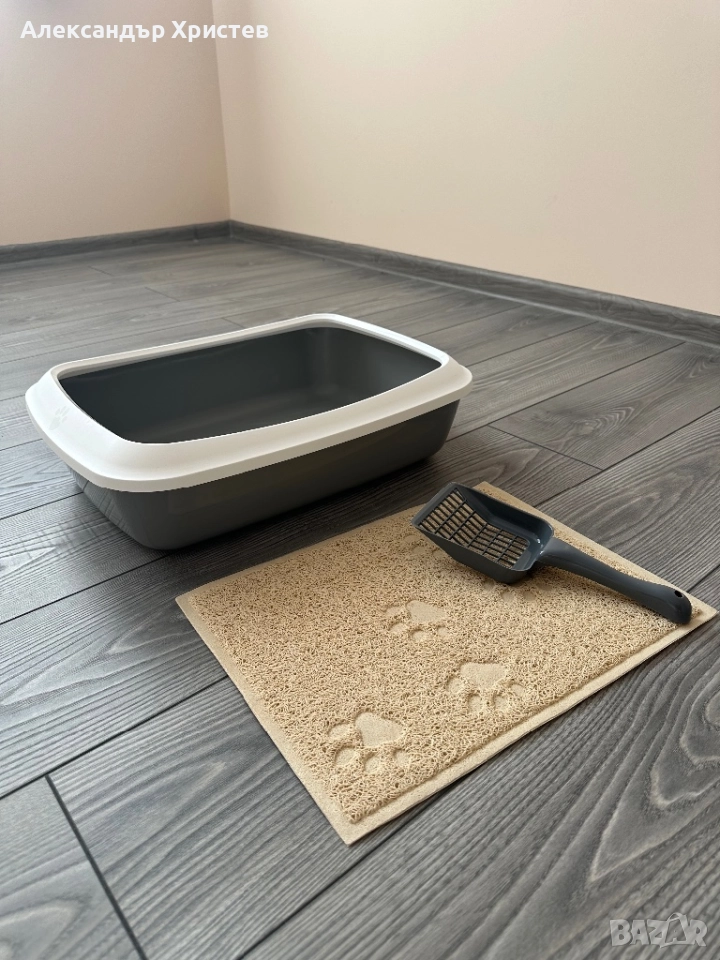 Открита котешка тоалетна за котки с лопатка и килимче, снимка 1