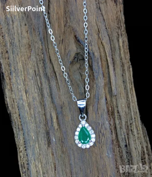 Сребърна висулка с натурален Изумруд , снимка 1