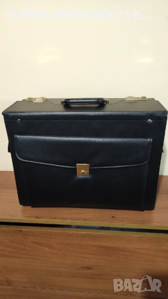 Голям кожен бизнес куфар подсилена конструкция, снимка 1