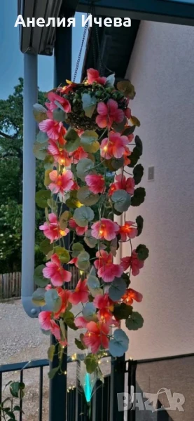 Соларна висяща саксия с LED осветление , снимка 1