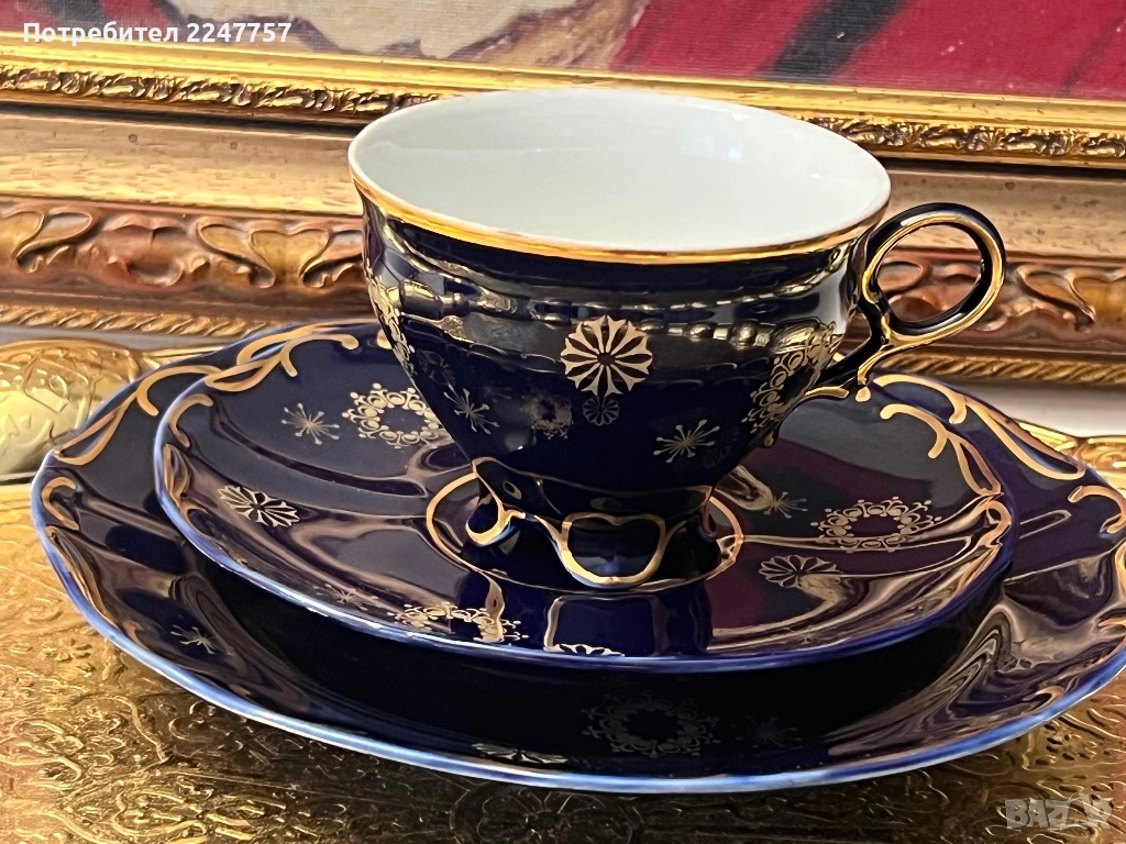 троен сет порцелан Echt Kobalt, снимка 1