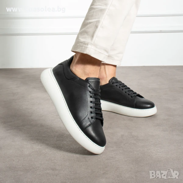 Мъжки черни кецове от естествена кожа | Марка Tuasolea, снимка 1