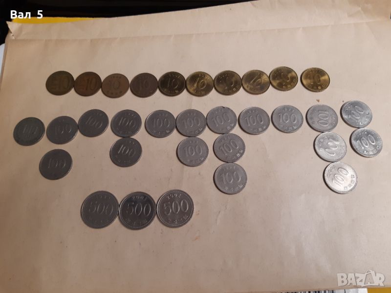 Монети Южна Корея 10 , 100 и 500 вон - 32 броя, снимка 1