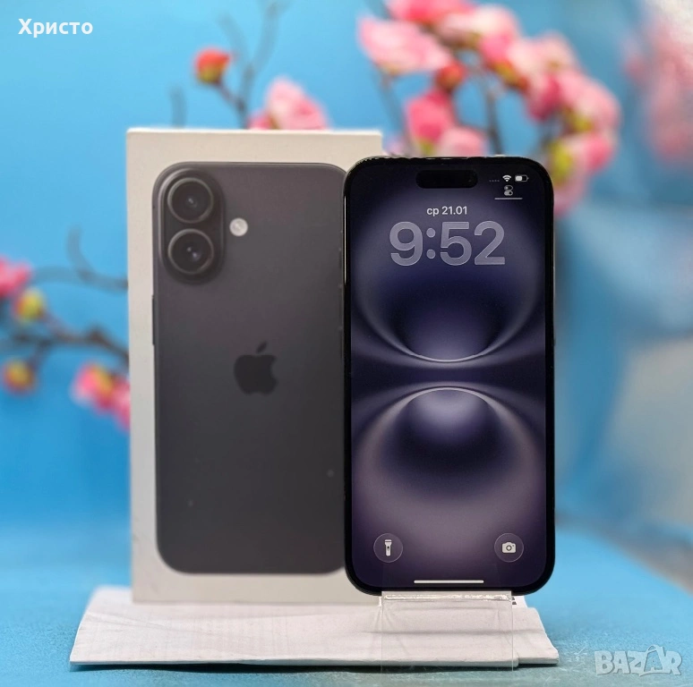 ГАРАНЦИОНЕН!!! Apple iPhone 16, 128GB, 5G, Black, снимка 1