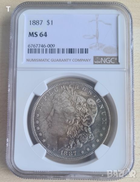 Dollar 1887 MS64 NGC, снимка 1