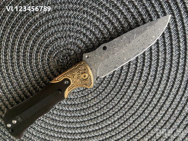 Сгъваем нож с острие имитиращо дамаска стомана 80х180 , снимка 3 - Ножове - 53713985