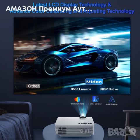 Мини видео LED проектор MIDEN GP9 1080P Full HD/9000 lm/домашно кино-макс 260”Дисплей/990 000 часа, снимка 2 - Плейъри, домашно кино, прожектори - 46660908