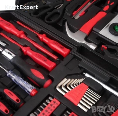 Куфар с инструменти 499 части KraftWorld – тресчотка, ключове, отвертки, клещи, снимка 2 - Куфари с инструменти - 50474059