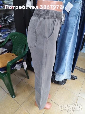 Дамски Дънки прави крачоли с ластик и връзка на талията, снимка 3 - Дънки - 53892976