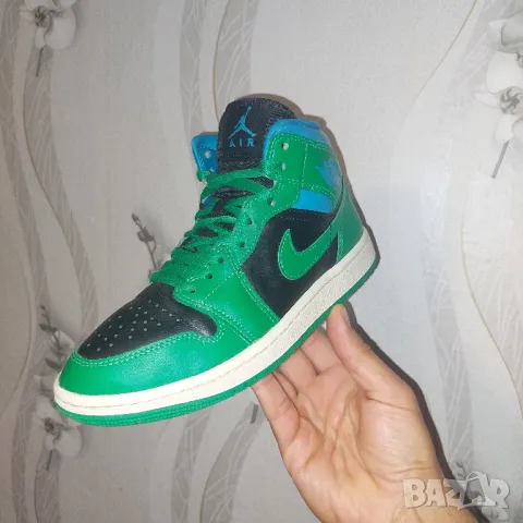 оригинални маратонки  Nike Air Jordan 1 Retro Mid Lucky Green Aquatone номер 36 -36,5, снимка 13 - Маратонки - 47466124