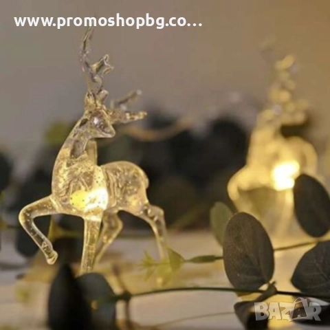 Коледна декорация, LED светещи еленчета, топло бяло, 10 броя, снимка 3 - Декорация за дома - 41397010