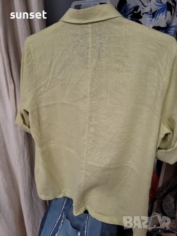 жълта ленена риза- 44 размер , снимка 4 - Ризи - 45978515