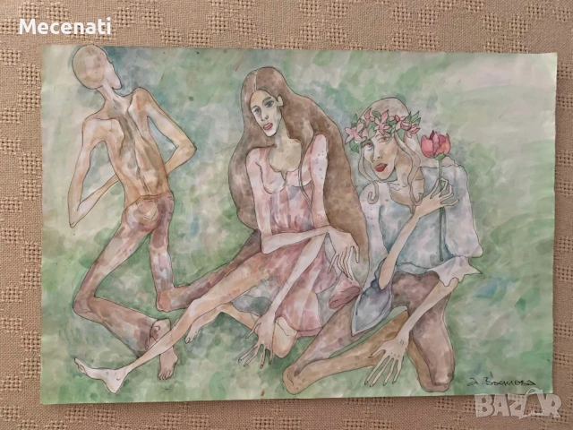 АНА ВАСИЛЕВА акварел/туш, снимка 3 - Картини - 53113249