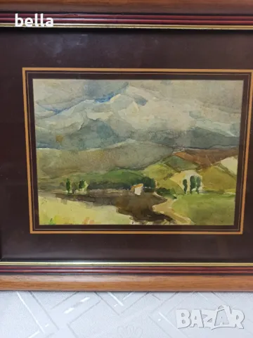 Стар рамкиран авторски акварел подписан Тодор Димитров  63 г, снимка 2 - Антикварни и старинни предмети - 49646535