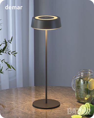 EDISHINE Настолна лампа LED акумулаторна сензорна 2 цветни режима външна преносима - бяла, черна, снимка 1 - Настолни лампи - 45652164