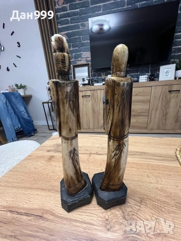 Две интересни , Японски или Китайски статуетки от кост, снимка 3 - Антикварни и старинни предмети - 54064570