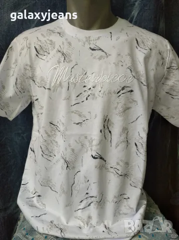 ZMR- бяла тениска, с принт и бродерия, памук 100%, снимка 1