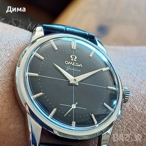 Omega Genève Cross Hair, Малки секунди, Черен Циферблат, Кал. 268, снимка 9 - Мъжки - 46569273