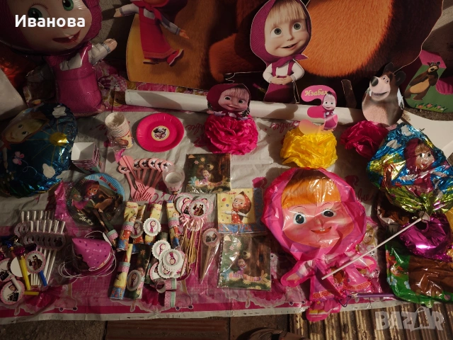 Украса за рожден ден : Елза и Ана, Ариел, Барби, Маша и Мечока, Мечо Пух, снимка 8 - Други - 53881005