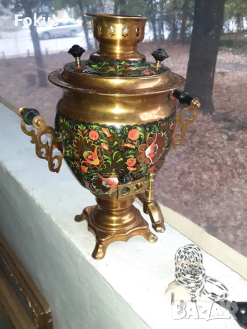 Невероятен стар руски ръчно рисуван самовар с печат, снимка 2 - Антикварни и старинни предмети - 51106923